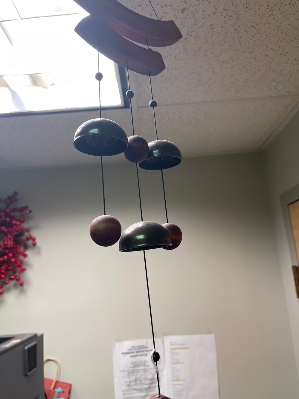 NWT Wooden & Metal Wind Chime - Brown and Brass Tones